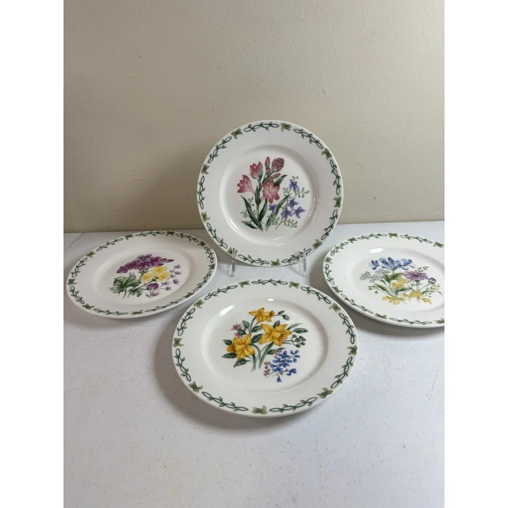 Thomson Pottery FLORAL GARDEN Salad/Bread Plates 7 3/8